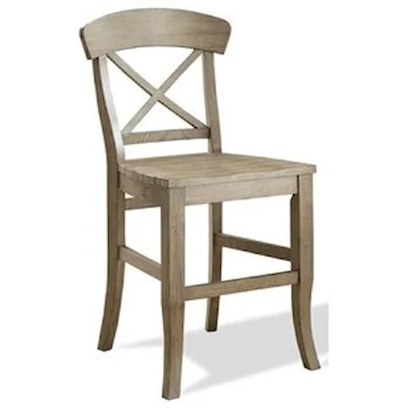 X-Back Counter Stool with Saddle-Seat